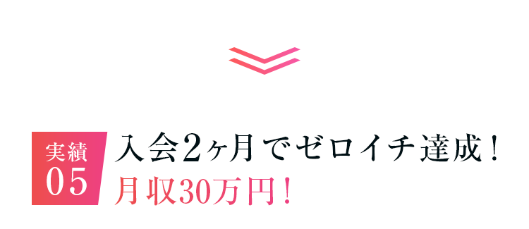 入会2か月でゼロイチ達成の実績